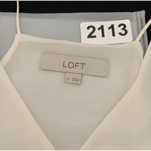 Loft Womens Slip Top Cream Sz. Small Sheer with Full Lining Feminine Lightweight - Picture 12 of 12